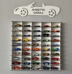 50’li Oyuncak Araba Rafı Beyaz Renk (hotwheels Arabaları İçin Uygundur)