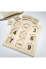 İngilizce Sayıları Öğreniyorum Montessori Ahşap Eğitici Sayı Tahtası Puzzle Bultak