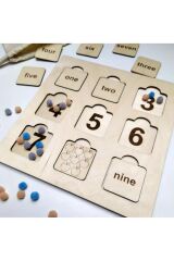 İngilizce Sayıları Öğreniyorum Montessori Ahşap Eğitici Sayı Tahtası Puzzle Bultak