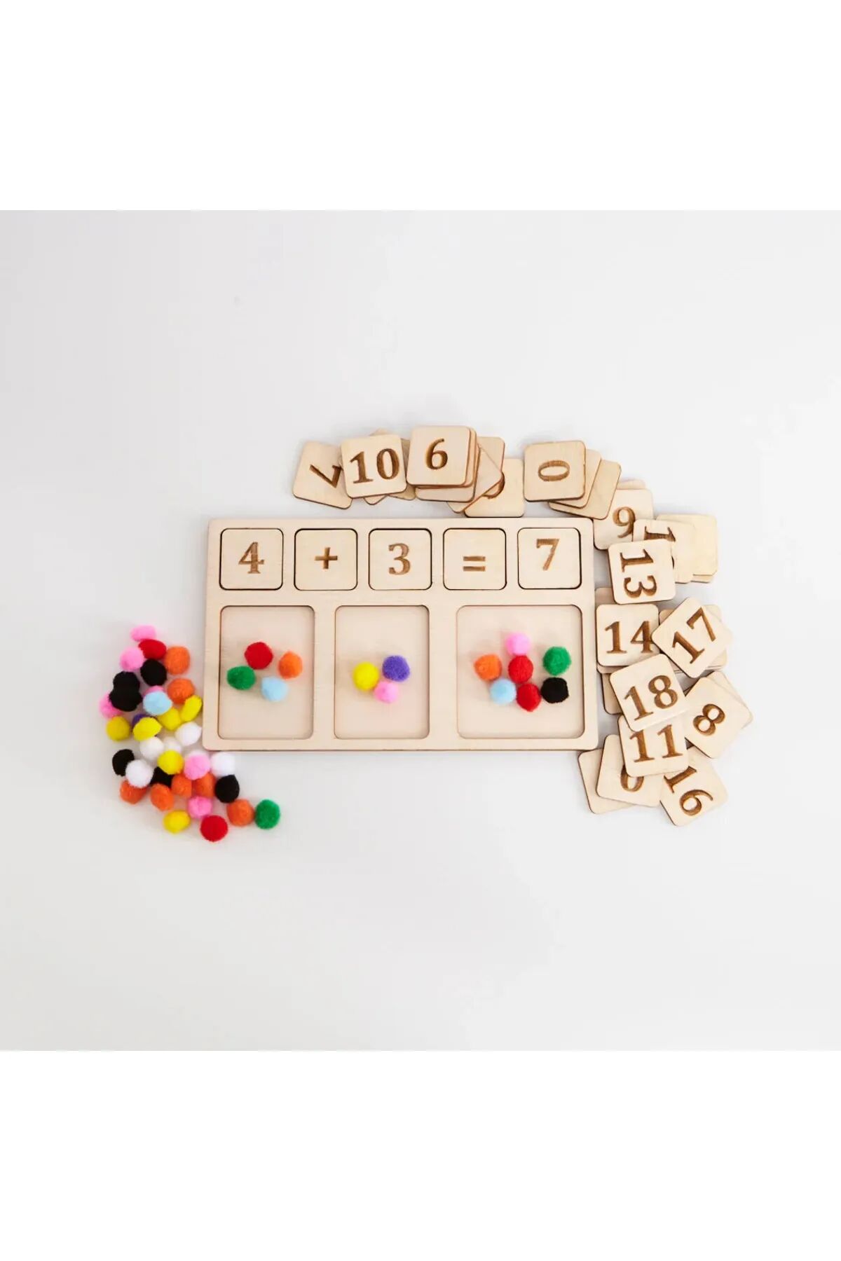 Ahşap Sayılar ve Toplama Çıkarma Öğrenme, Evde Eğitim Montessori Matematik Tahtası