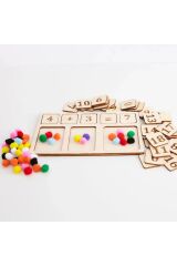 Ahşap Sayılar ve Toplama Çıkarma Öğrenme, Evde Eğitim Montessori Matematik Tahtası