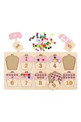 Montessori Eğitici Pasta Şekilli Yapboz Sayı Tahtası